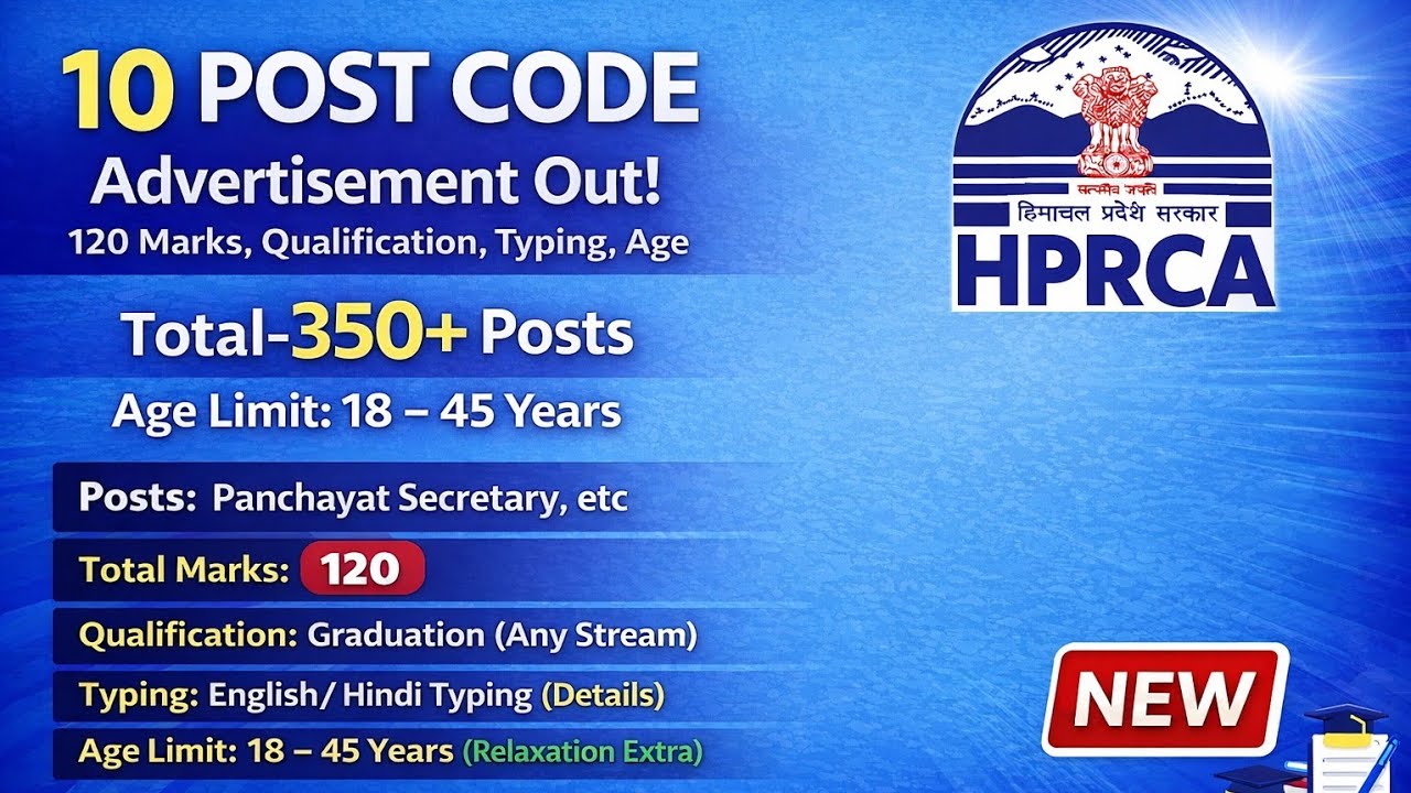 HPRCA 10 Post Code Advertisement Out 2026 | Panchayat Secretary,OTA etc| Qualification, Age Syllabus