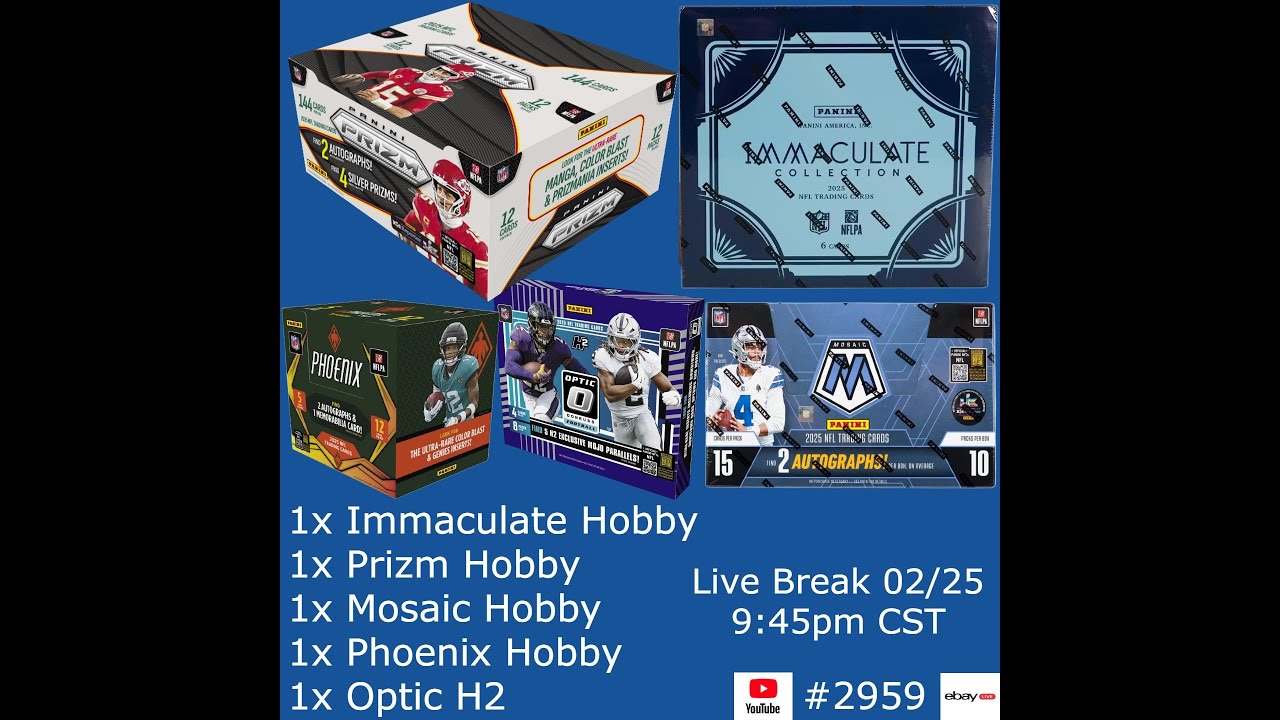 02/25 - 2025 IMMACULATE PRIZM MOSAIC PHOENIX FOOTBALL - 5x Box Hobby Mix #2959 LIVE BREAK