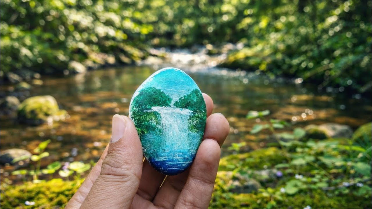 Waterfall painting on rock || By Sabarni