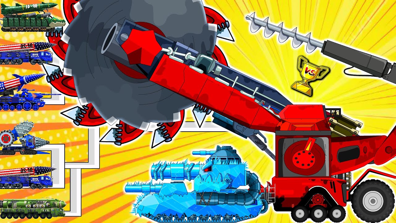 RED RIPSAW 1160 - Giant Saw Tank Shreds Everything! | Arena Tank Cartoon