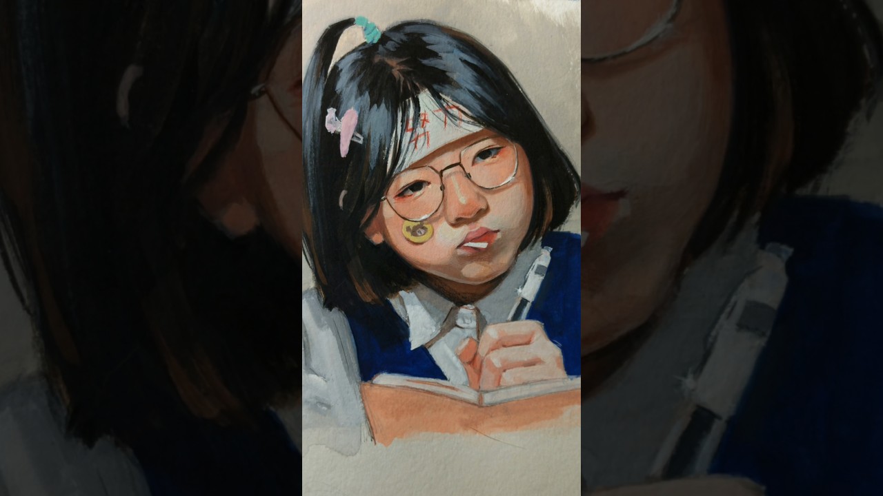 gouache practice on my sketchbook ✨ #rosecore #portraitpainting