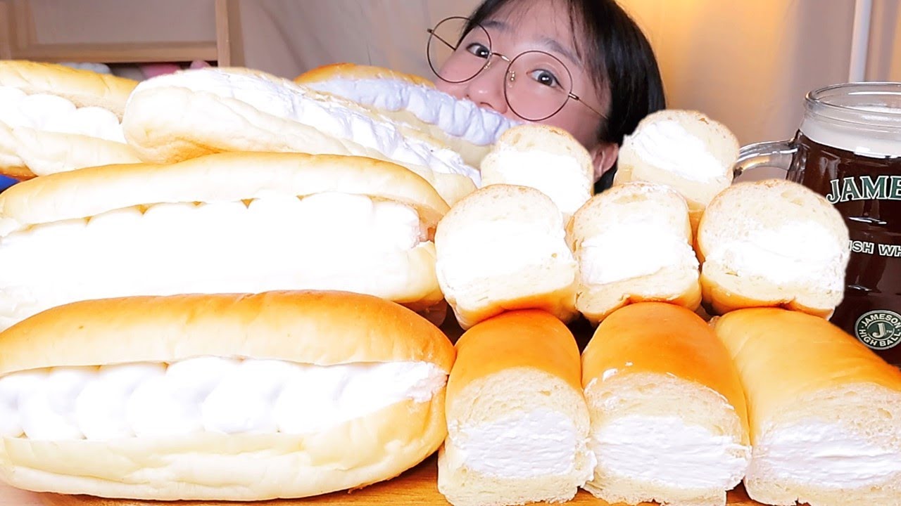 추억의 버터크림빵✨ 생크림빵 디저트 먹방 Dessert Mukbang