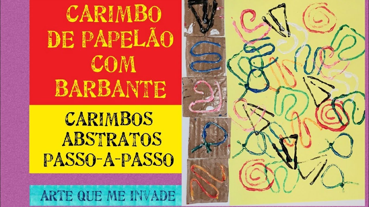 CARIMBOS DE PAPELÃO COM BARBANTE - ARTE ABSTRATA FÁCIL