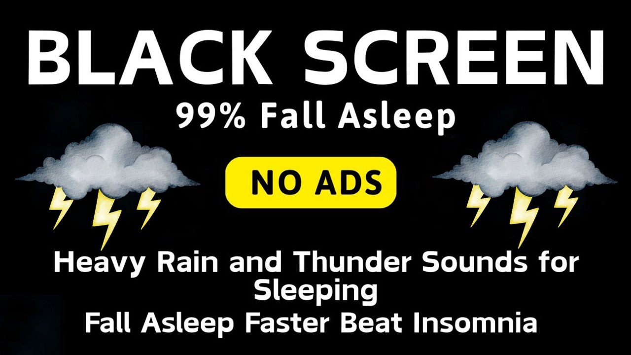 🔴 Heavy Rain and Thunder Sounds for Sleeping ☂︎ Black Screen ☂︎Perfect for Deep Sleep and Relaxation