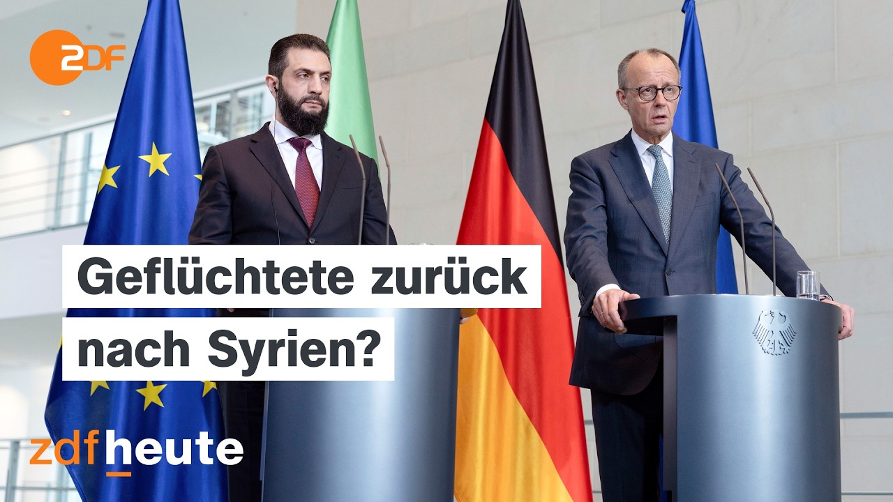 Syriens Pr&auml;sident al-Sharaa will Gefl&uuml;chtete zur&uuml;ck nach Syrien holen | heute journal