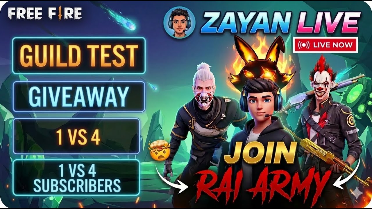 CUSTOM ROOM 🔥 | GUILD TEST & BIG GIVEAWAY! क्या आप आ सकते हो? ⚡#zerox
