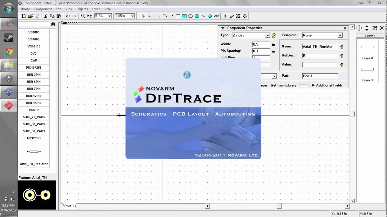 Diptrace Tutorial: Component and Pattern Libraries