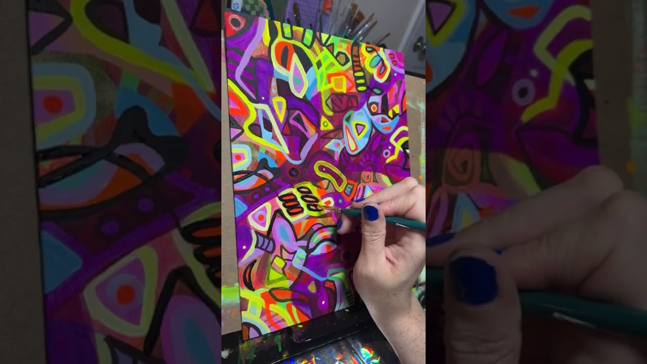 Watch me Paint this Psychedelic Abstract!!! - Part 2 🥳💜✨