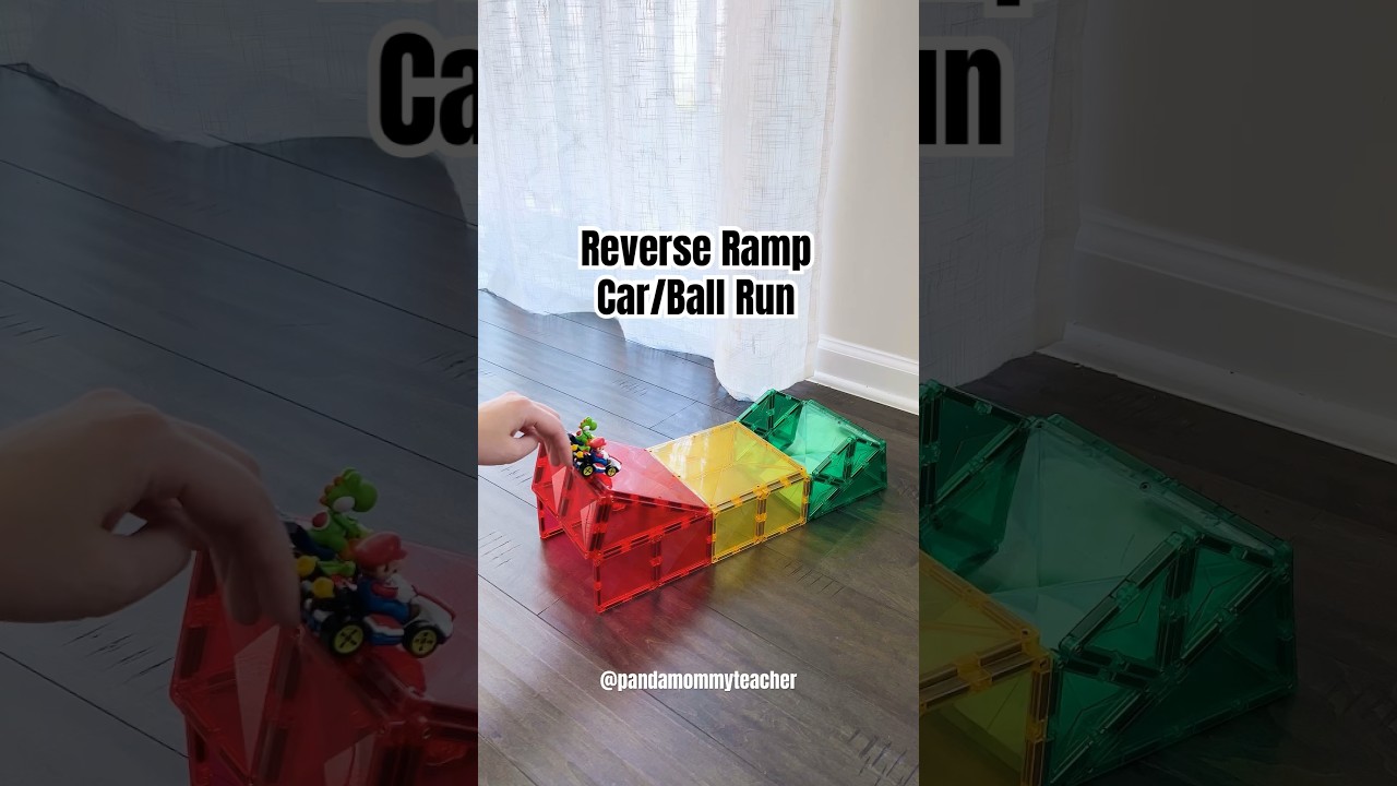 Reverse Car/Ball Ramp - Magnetic Tiles #connetixtiles #magnetictiles #openendedplay