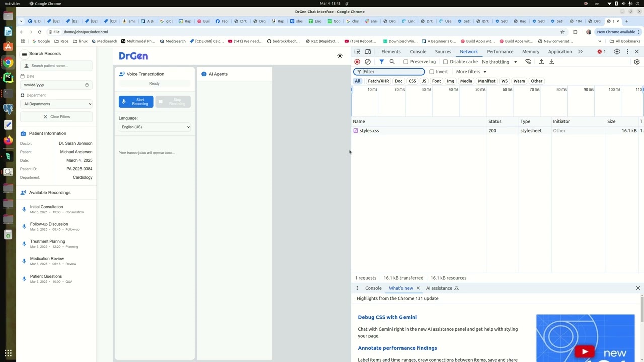 On Device transcription (works only on google chrome)