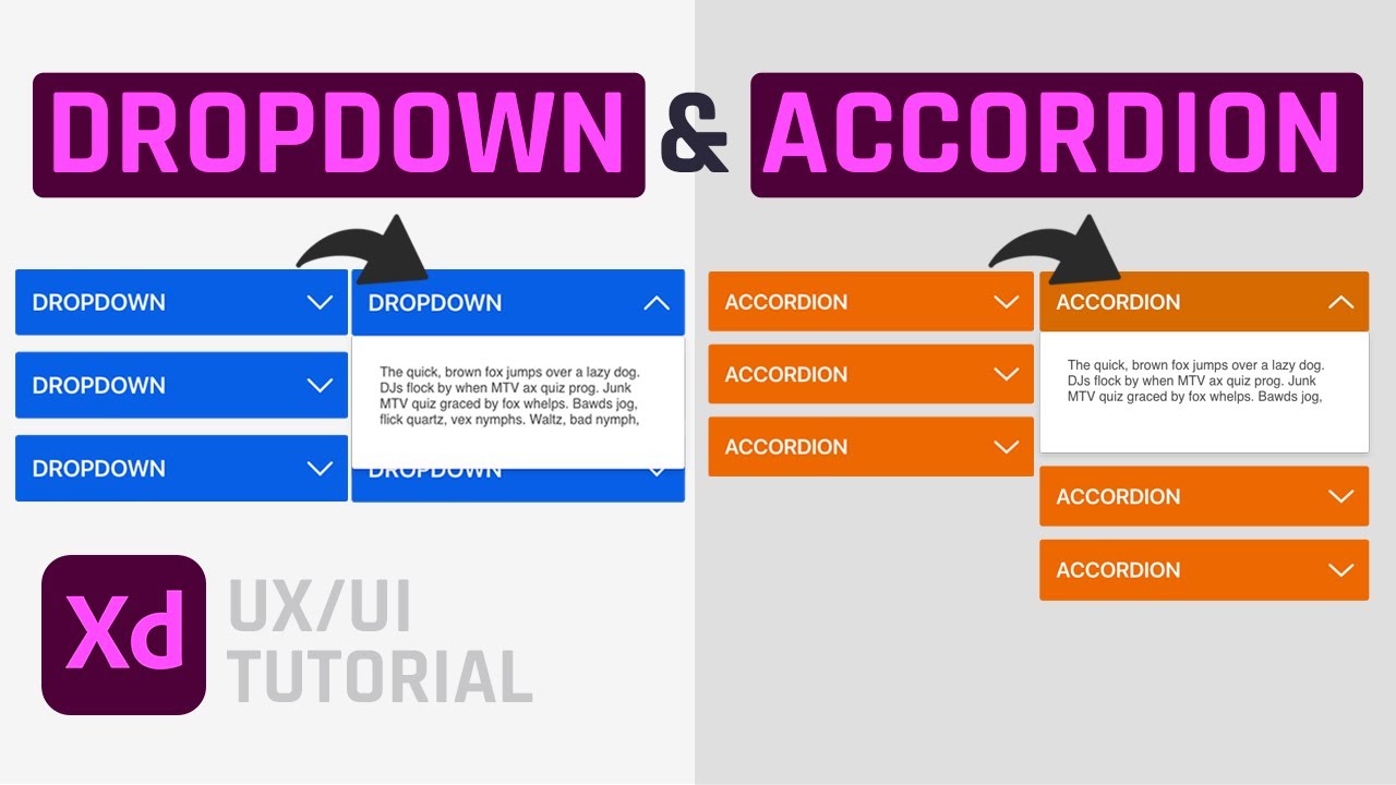 Dropdown e Accordion con Adobe Xd