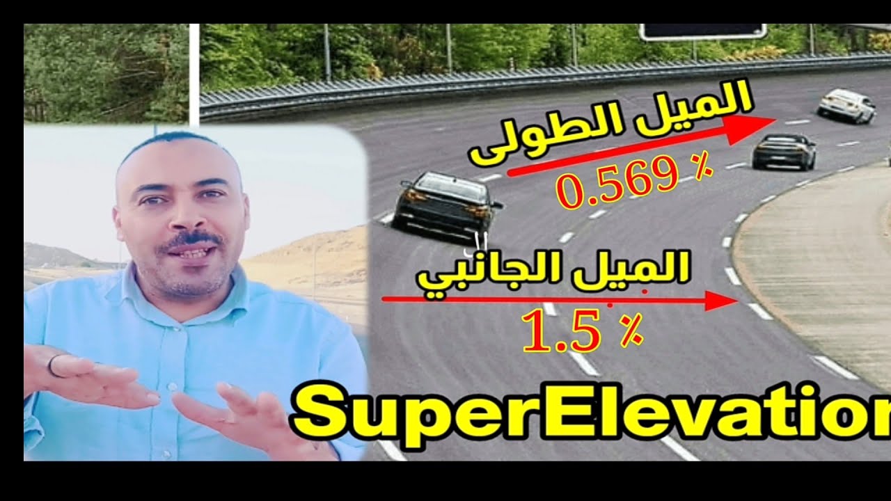 الميل الطولى و الميل العرضى او الميل الجانبى للطريق SupperElevation فى المنحنيات | المساحة والخرائط