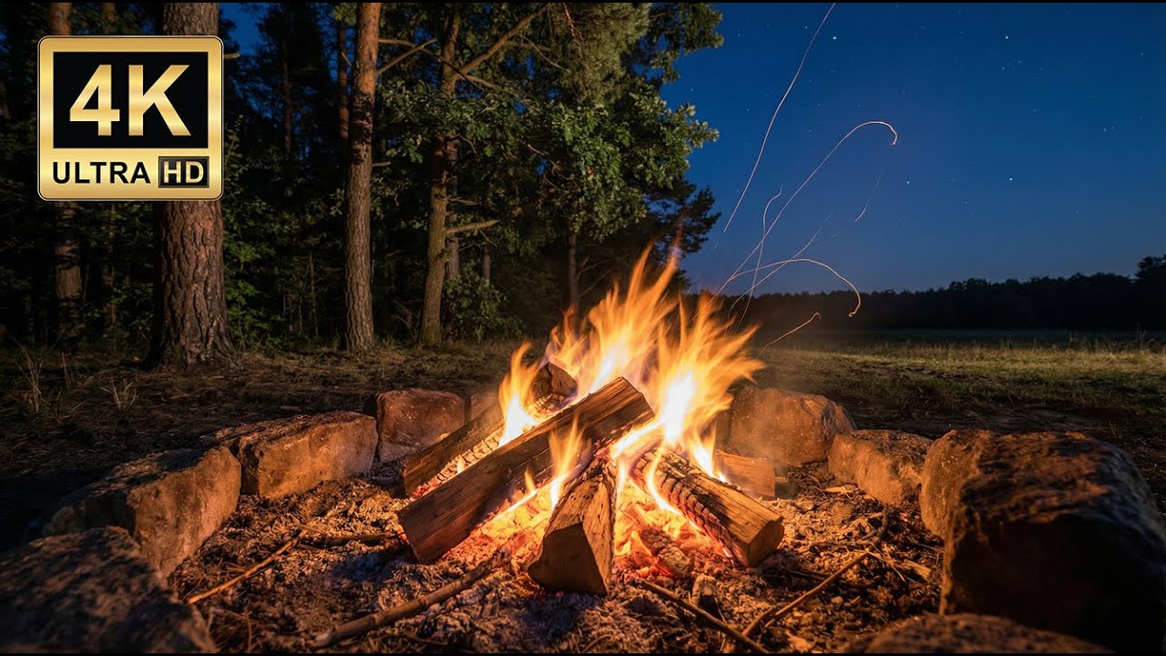 Forest Firepit at Night 🔥 Relaxing Firepit ASMR (No Music) – 3 Hours