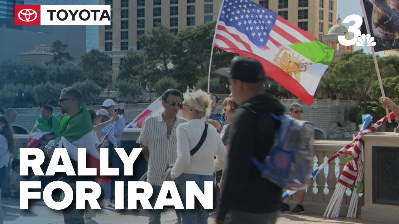 Iranian-Americans rally on Las Vegas Strip after Iran airstrikes, praising U.S. action