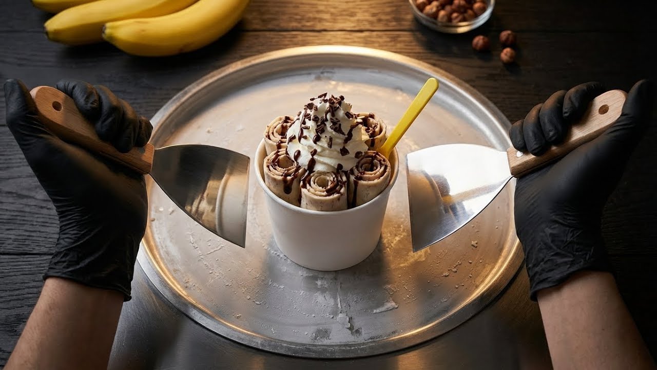 Perfectly Rolled Ice Cream: Nutella & Banana Masterpiece