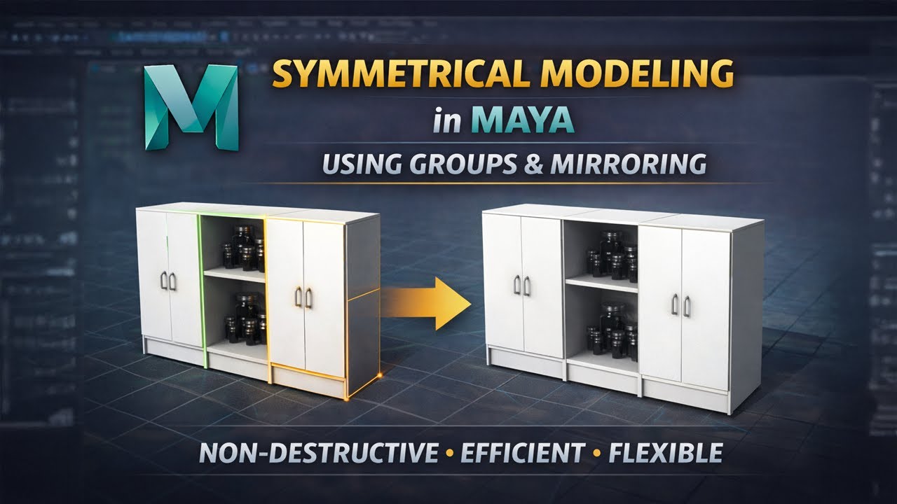 Symmetrical Modeling in Maya Using Groups & Mirroring