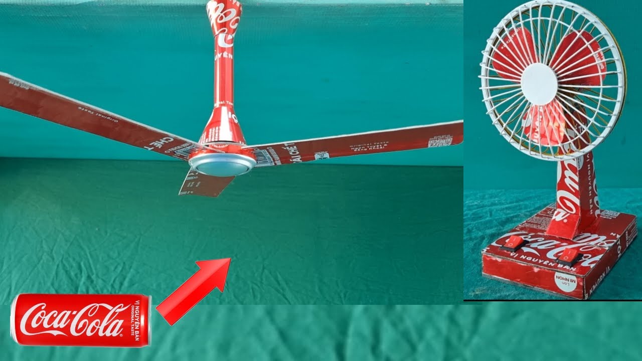 Ceiling fans, table fans made from coca-cola cans and motors, which fan is cooler?