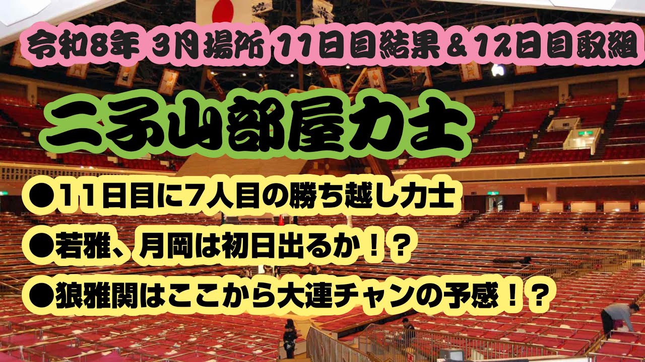 大相撲 3月場所 二子山部屋力士 11日目結果＆12日目取組情報 #二子山部屋 #大相撲 #生田目 #十両 #大阪場所 #延原 #三田 