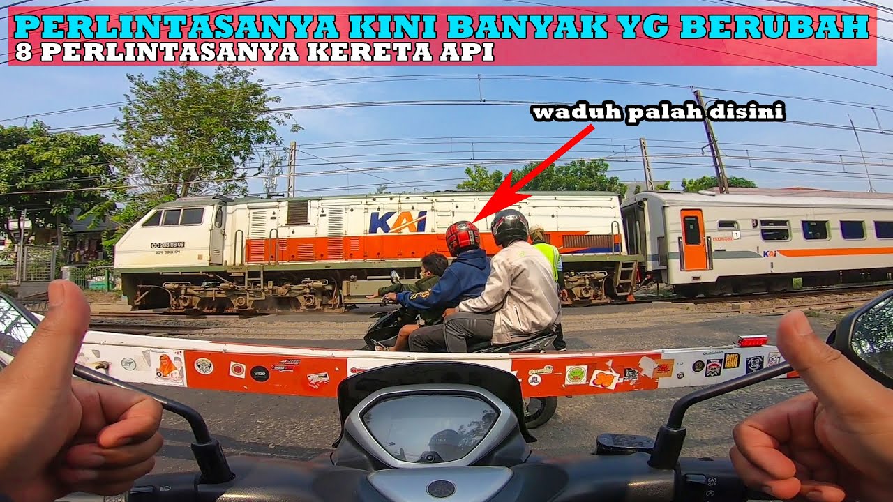 MANTAB !! MOTORIDE Pagi Mengejar Banyak Kereta Api & KRL Di 8 Perlintasan Berbeda