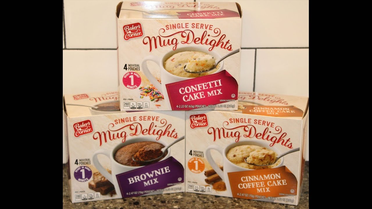 Baker&rsquo;s Corner (ALDI Brand) Mug Delights: Confetti Cake, Brownie & Cinnamon Coffee Cake Review