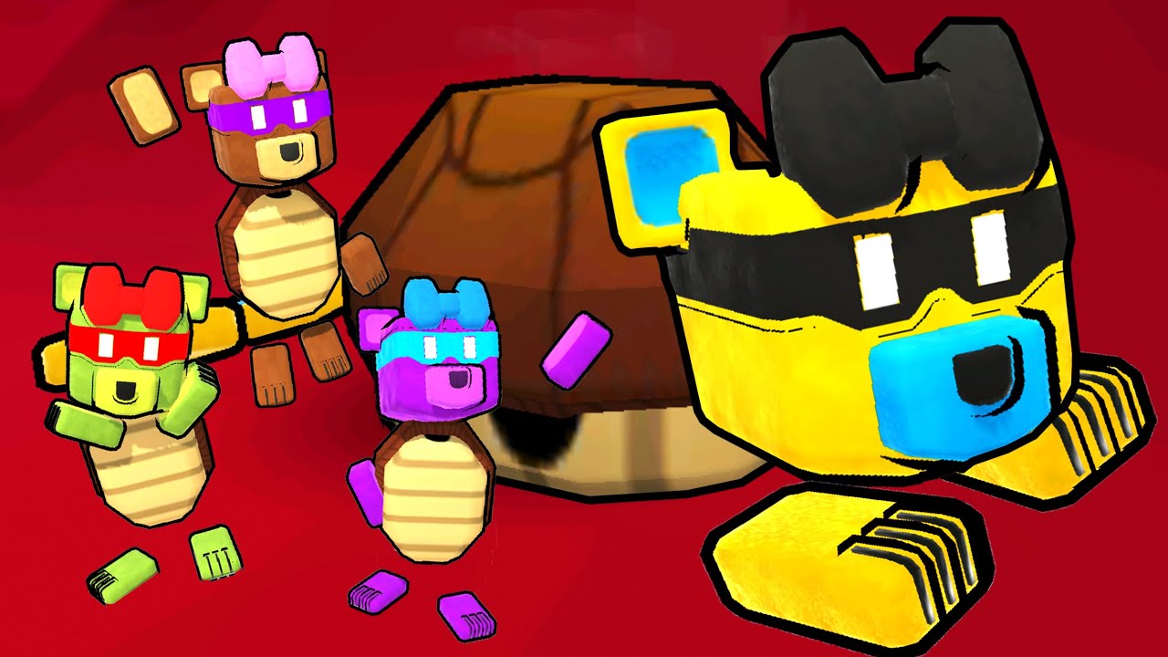 Семья Черепашек Супер Мишки #286 Боссы и Летающий корабль Super Bear Adventure - Пурумчата