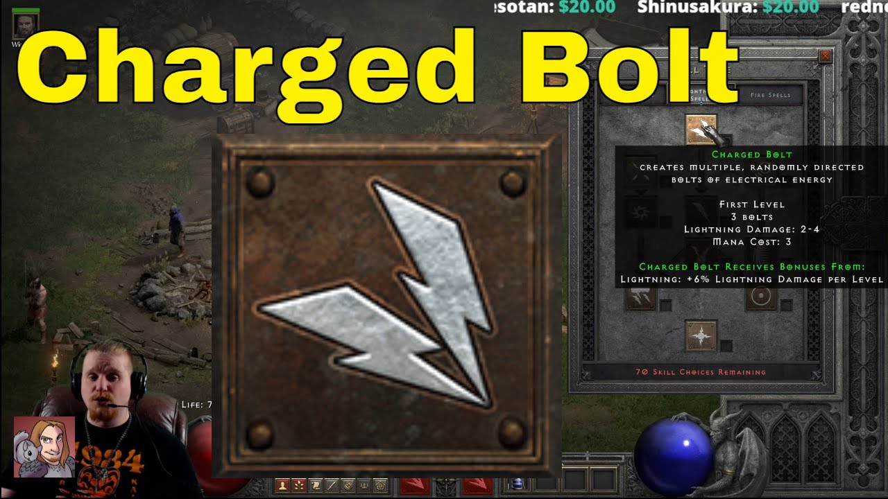 D2R Skills & Abilities - Charged Bolt (Sorceress Lightning Spells)