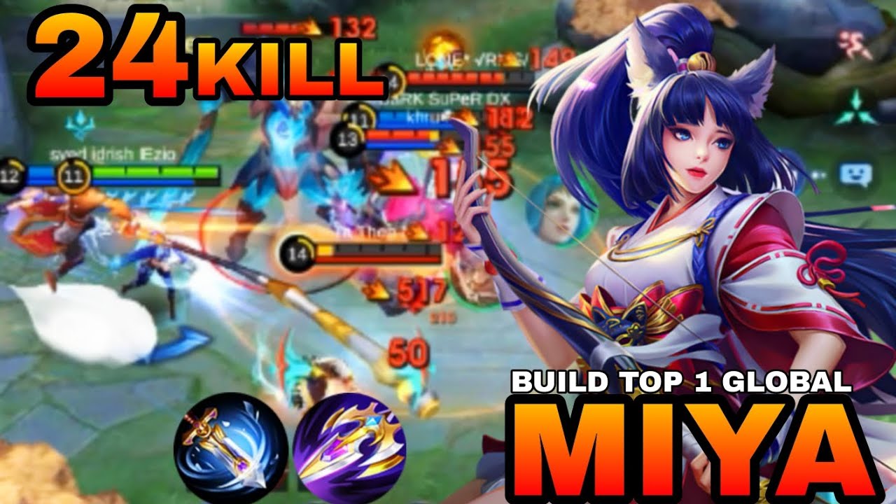 Miya 24 Kills 🔥 Insane 1v5 Solo Carry | Full Damage Build | mobile legends 