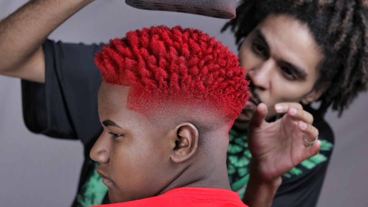 INCREDIBLE TRANSFORMATION 💈fazendo corte afro vermelho 🤯
