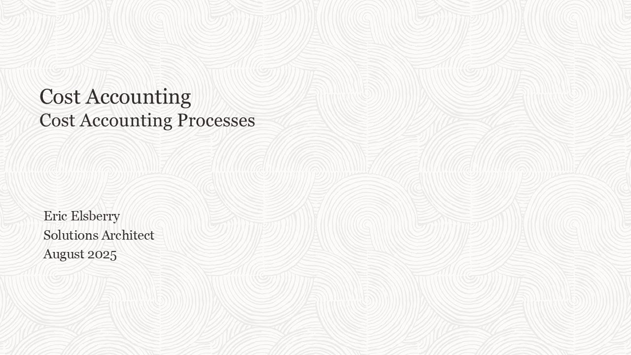Oracle Fusion – Running Cost Accounting Processes