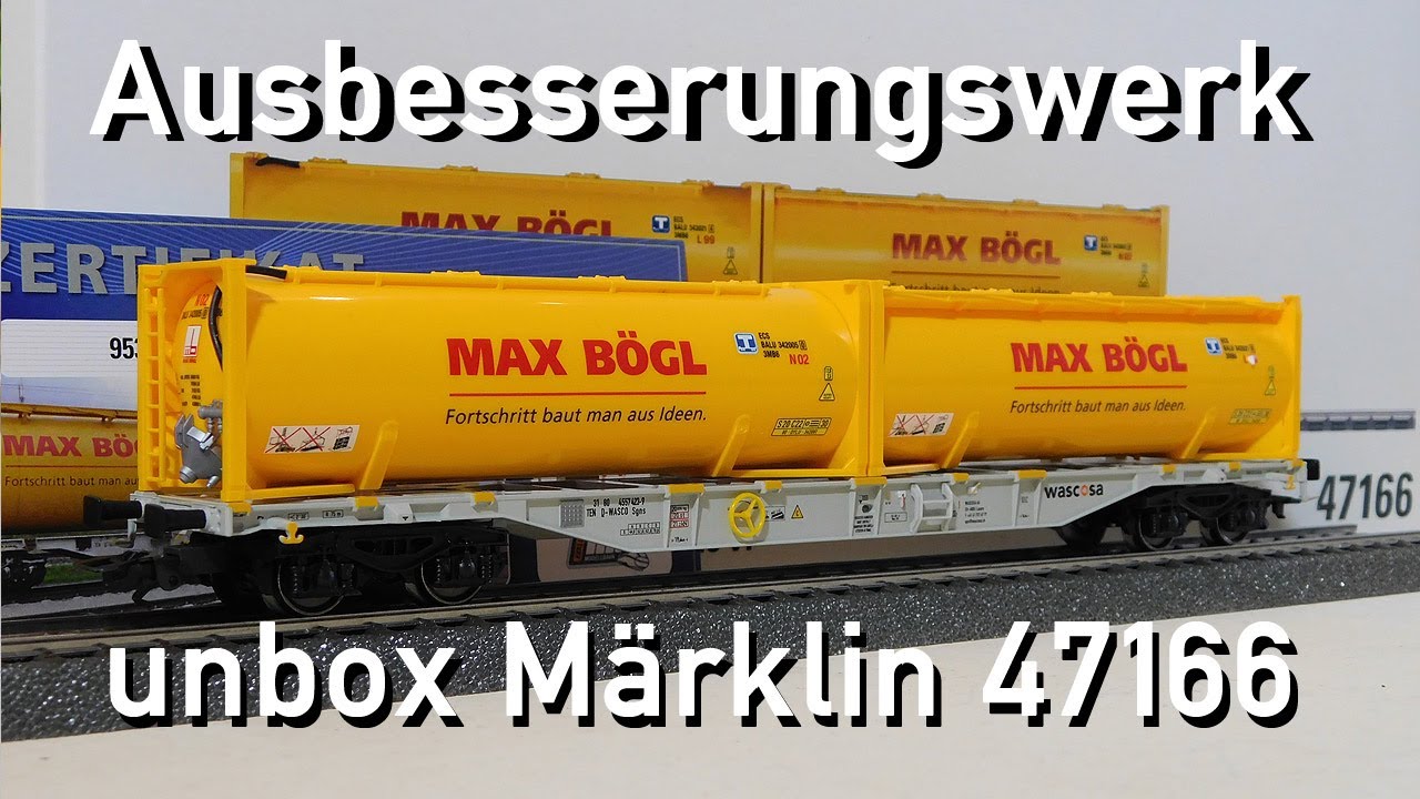 Ausbesserungswerk H0 unbox Märklin 47166 Max Bögl Containertragwagen Sgns Limitiert Vedes Neuheit