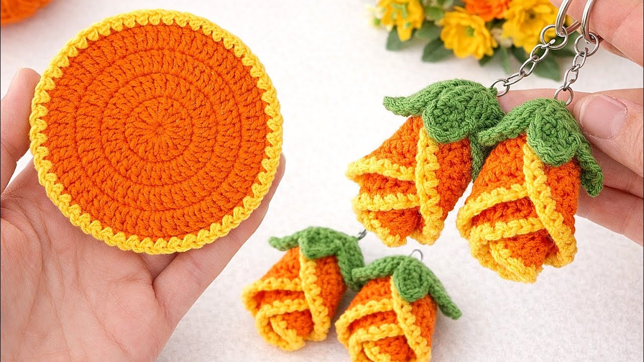 Easy Crochet Flower Keychain 🌷 Tulip Design | Perfect to Sell