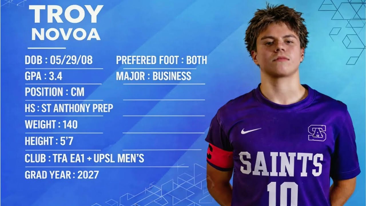 Troy Novoa | Class of 2027 | CM | Soccer Highlights