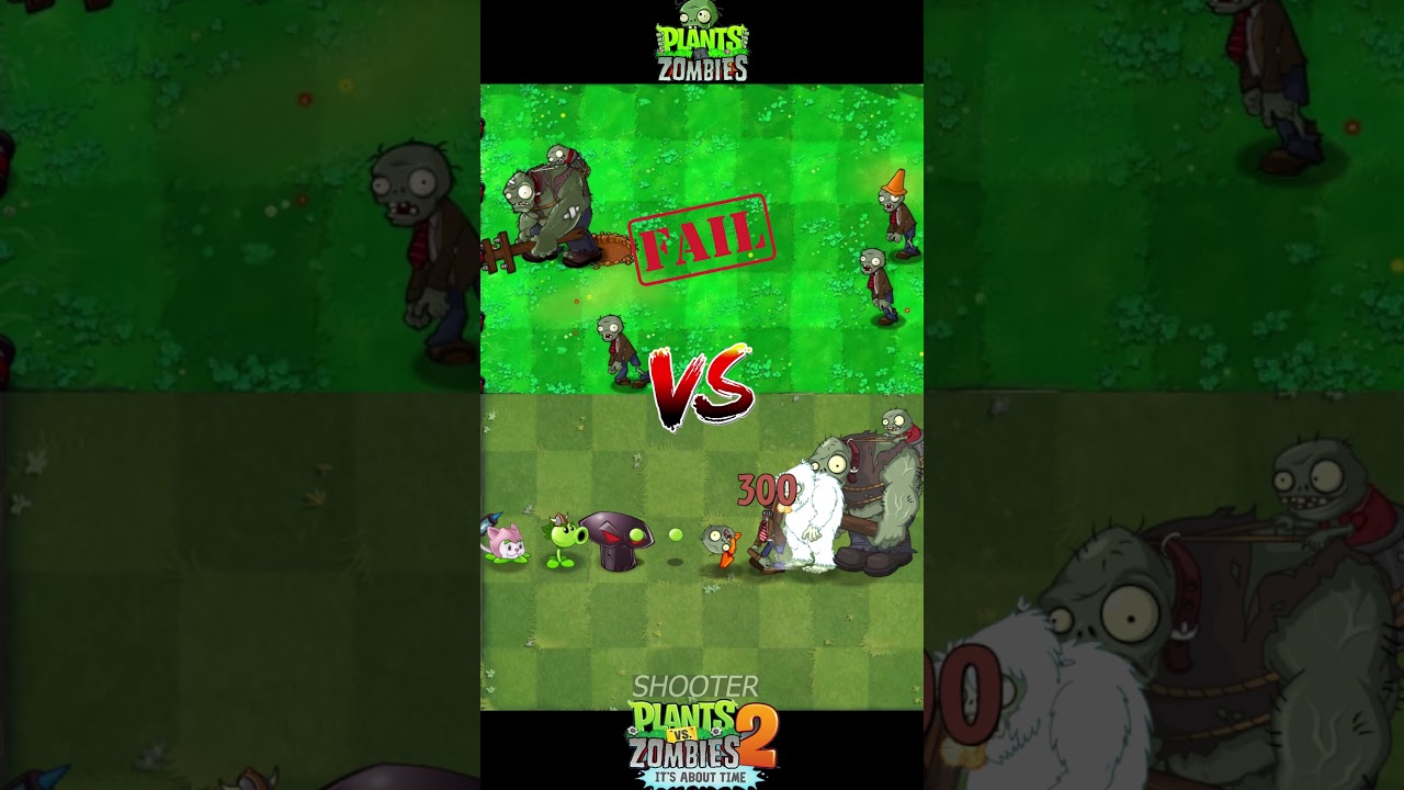 Pvz 2 Vs Pvz - Doom Shroom, Cattail, Repeater Plant Team Vs Gargantuar zombie Team #shorts