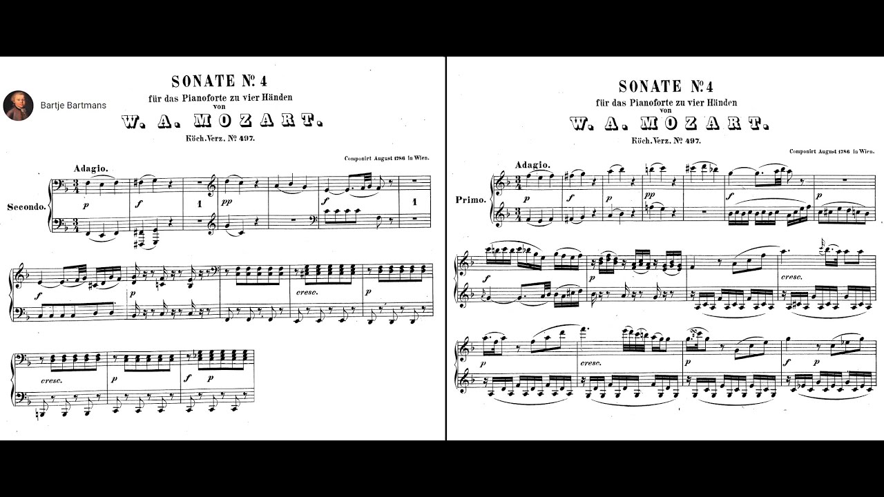Mozart - Sonata for piano, 4 hands in F major, K. 497 (1786) {Haebler&Hoffmann}