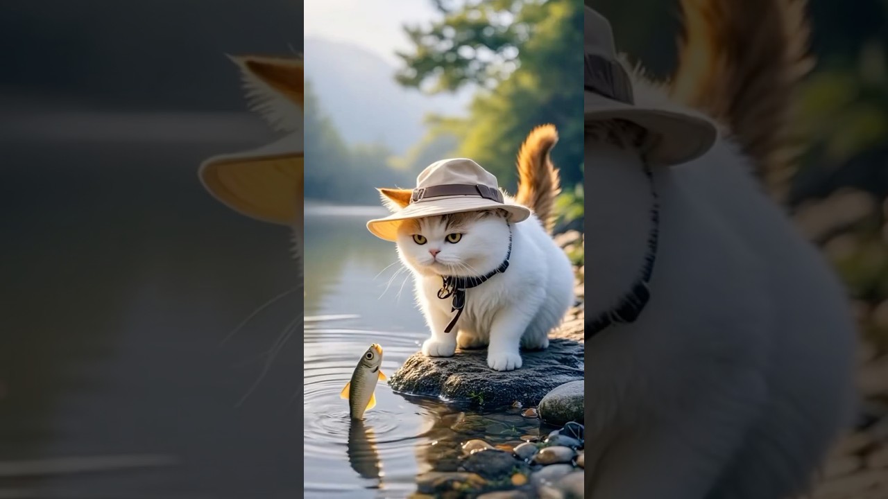 Little fisherman in action .🐱 #shorts #subscribe #ytshorts