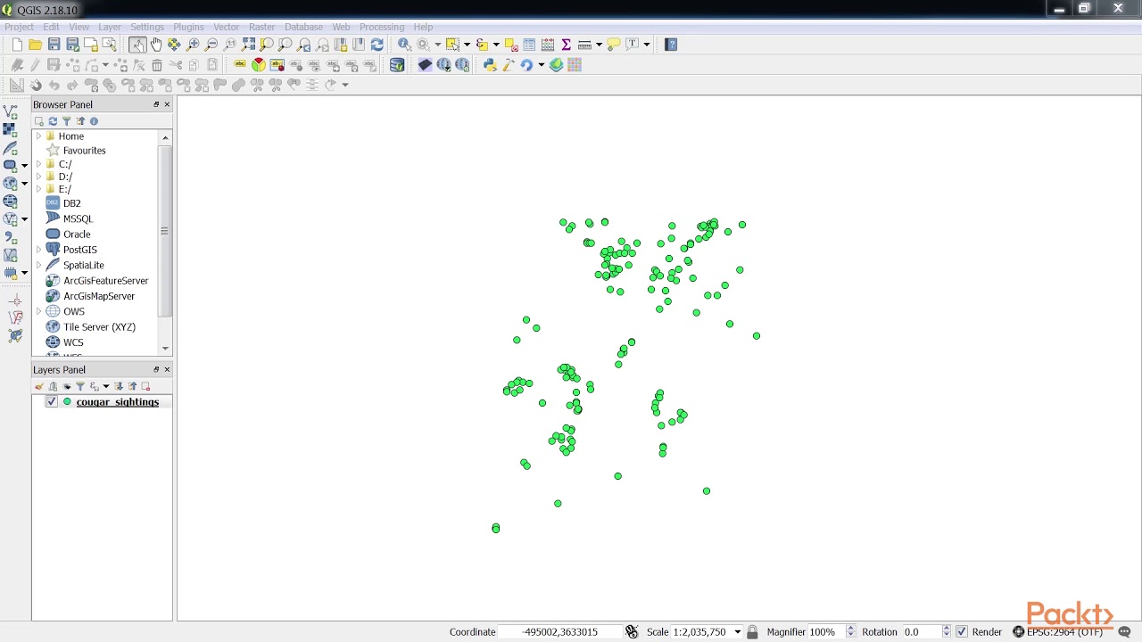 Working with QGIS : Creating Points from Coordinate Data | packtpub.com