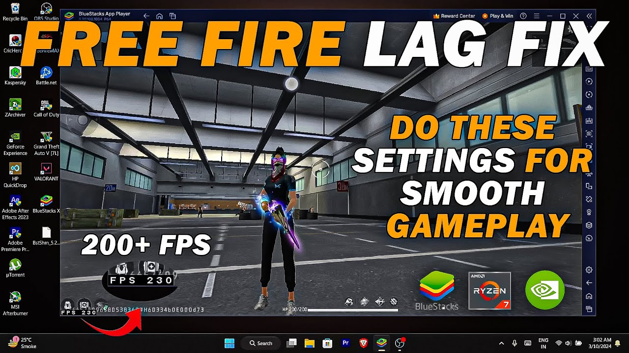 BLUESTACKS: Free Fire Lag fix | Get 200+ FPS & Smooth Gameplay In Any Laptop