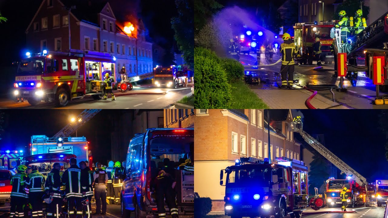[FEUER IM DACHGESCHOSS] EINSATZFAHRTEN UND EINSATZSTELLE IN LUGAU/ERZGEB. AM 17.06.2021