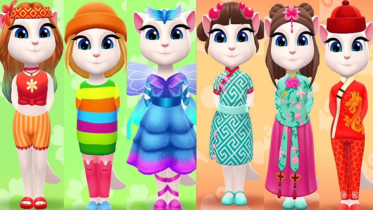 My Talking Angela 2 Spring update vs My Talking Angela 2 Lunar New year update All outfits Gameplay