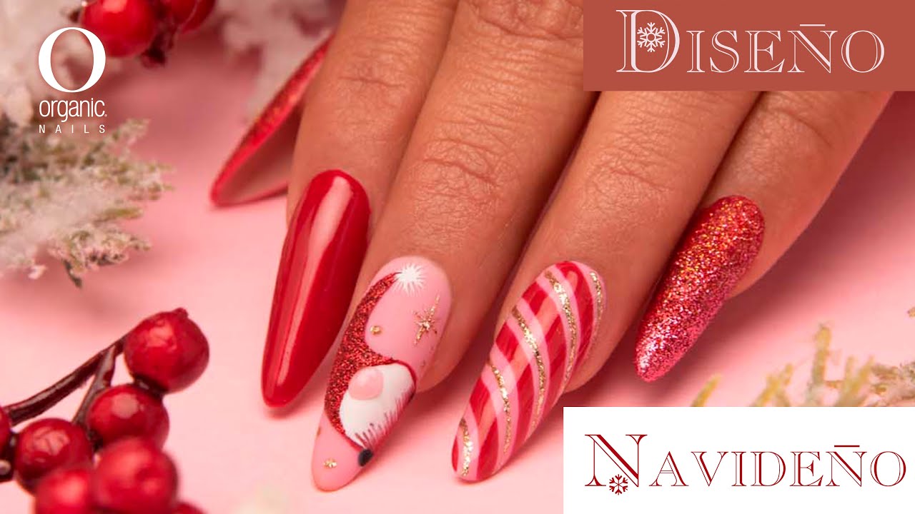 Diseño Navideño Técnica Mano Alzada y Efecto Sugar | Organic Nails