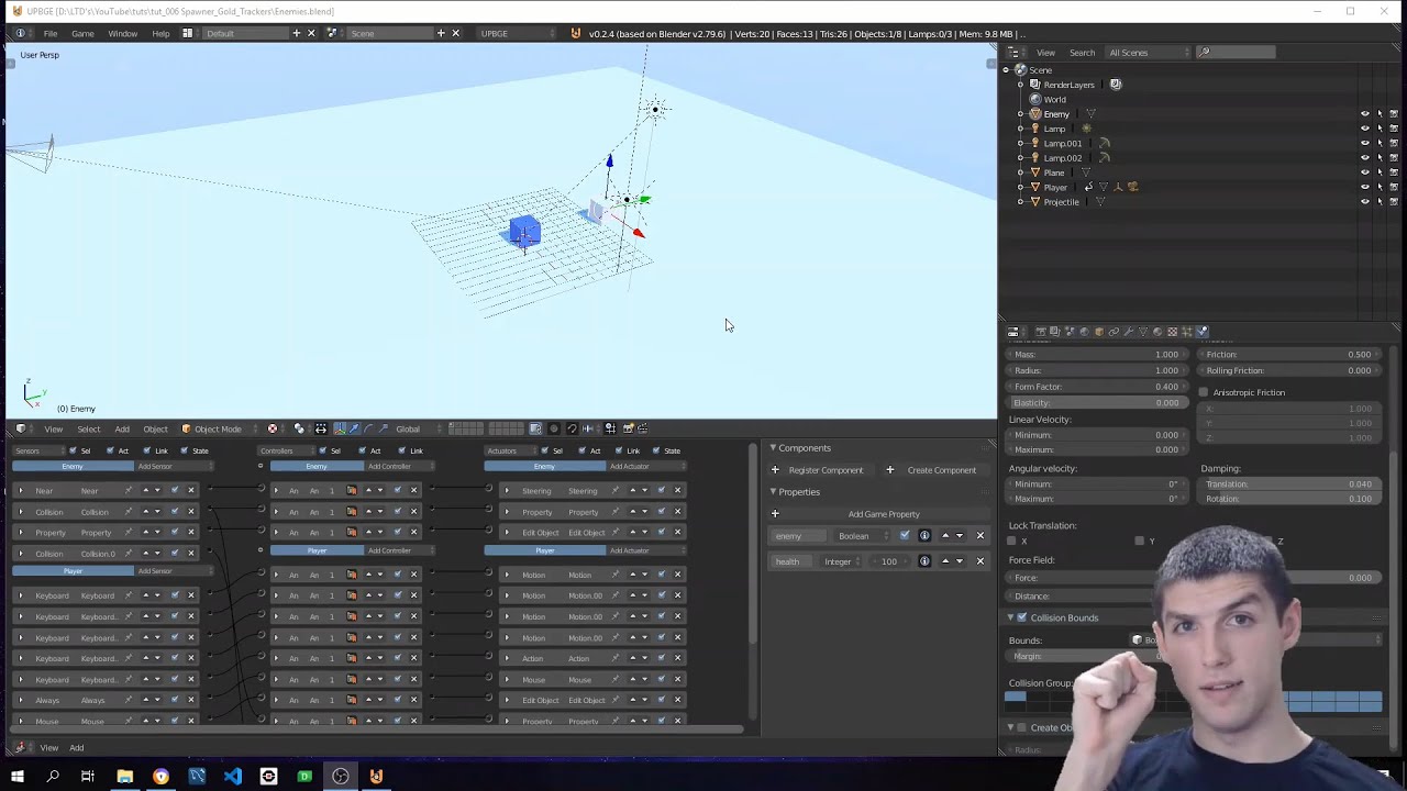 Spawner, Gold System and (in the next one) Visual Property Trackers in UPBGE (2020) - Logic Bricks