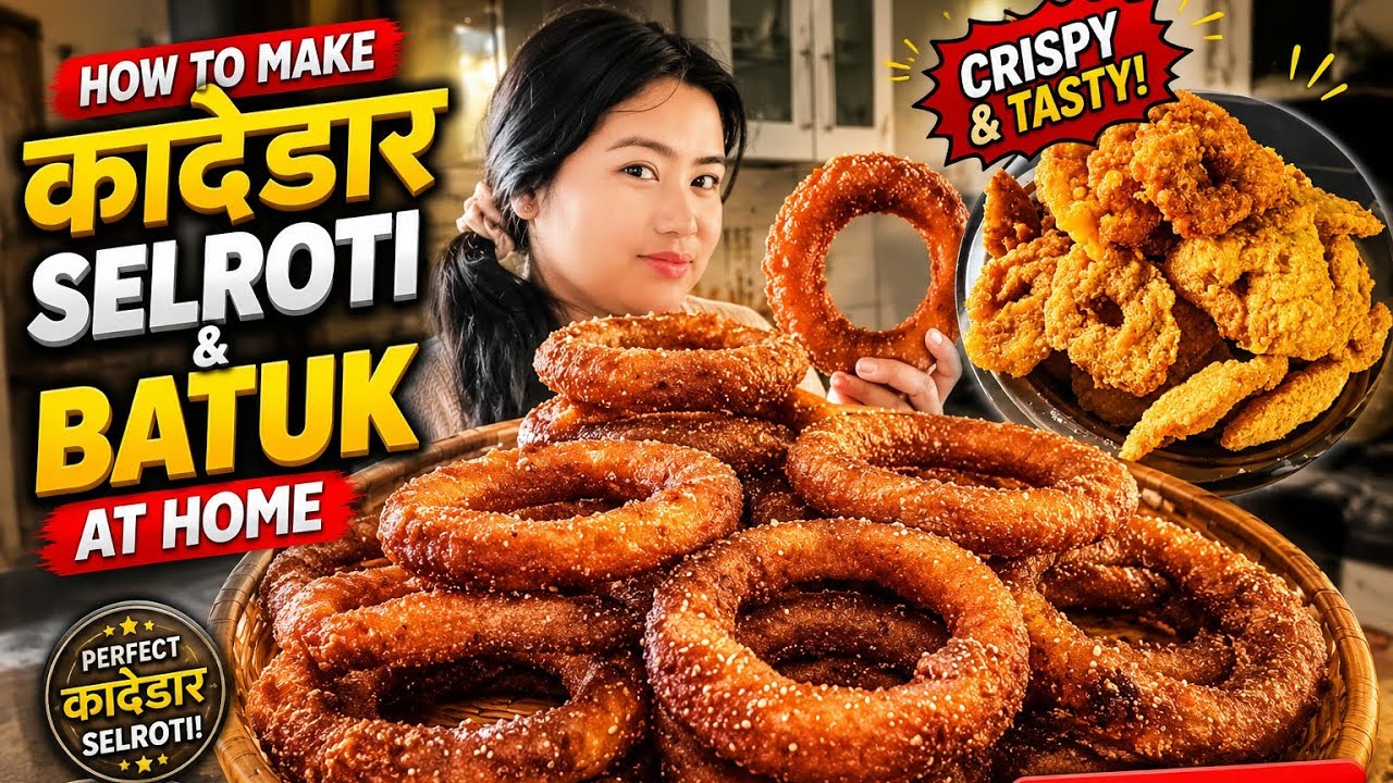 काडेदार, Crispy सेलरोटी र बटुक यसरी घरमै बनाइयो || Homemade crispy selroti & batuk