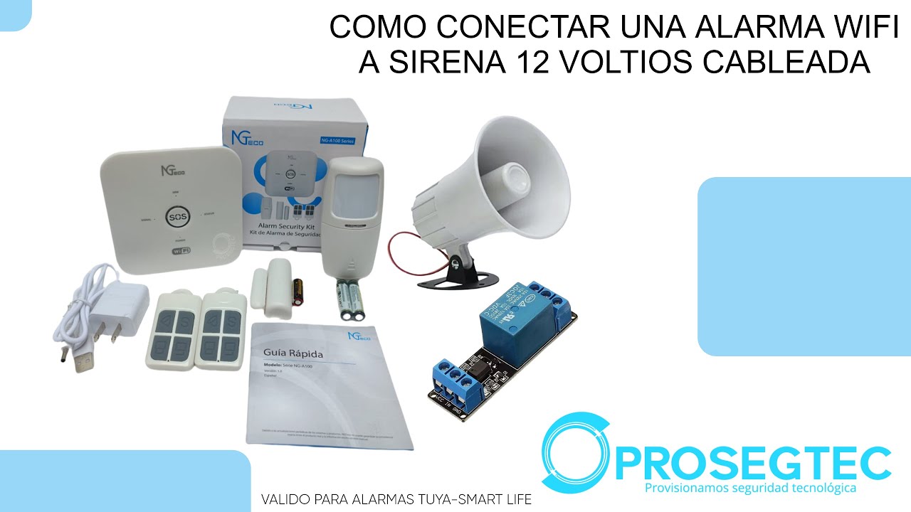 Cómo Instalar Una Sirena Cableada 12V a una Alarma Wifi Ngteco o Alarma Tuya Smart Life PG103-PG107