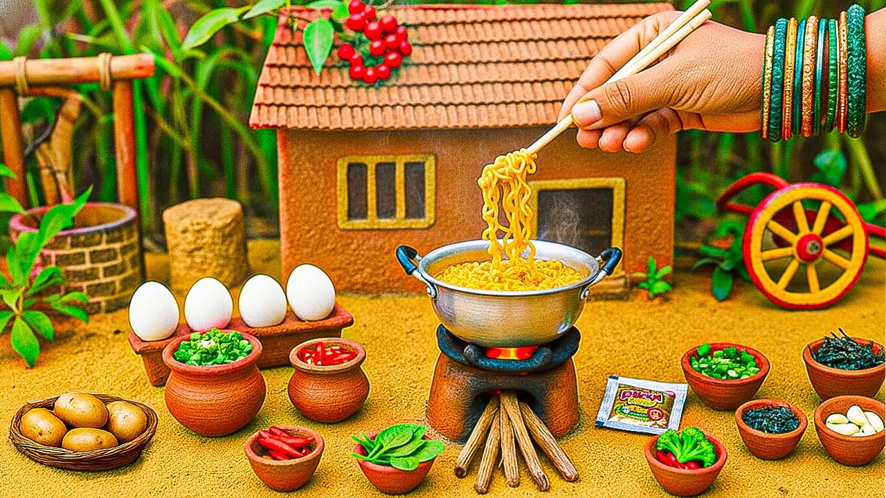 How to make Yummy Miniature Masala Noodles Recipe 🍜 Perfect Indian Village Cooking🐣 Yummy Cooking