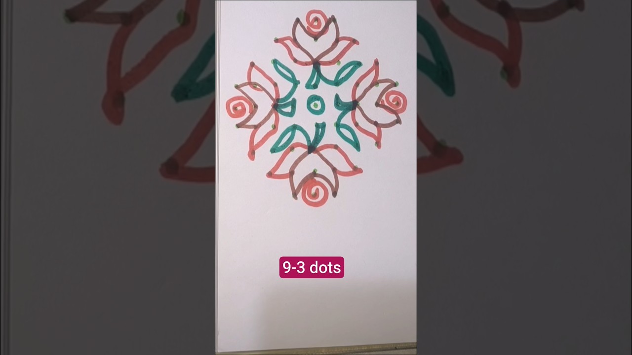 #9-3 dots#Easy Rangoli #Rangoli for beginners #Rangoli craze#