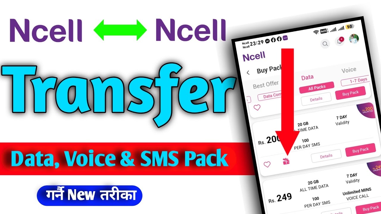 Ncell ma Pack Transfer कसरी गर्नै? Ncell मा Data ,Voice,SMS Pack Transfer गर्नै तरीका।