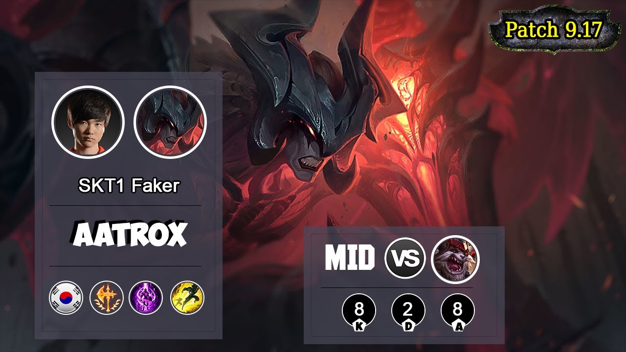 SKT1 FAKER Aatrox MID VS Kled | LOL | S9 KR Challenger - Full Gameplay