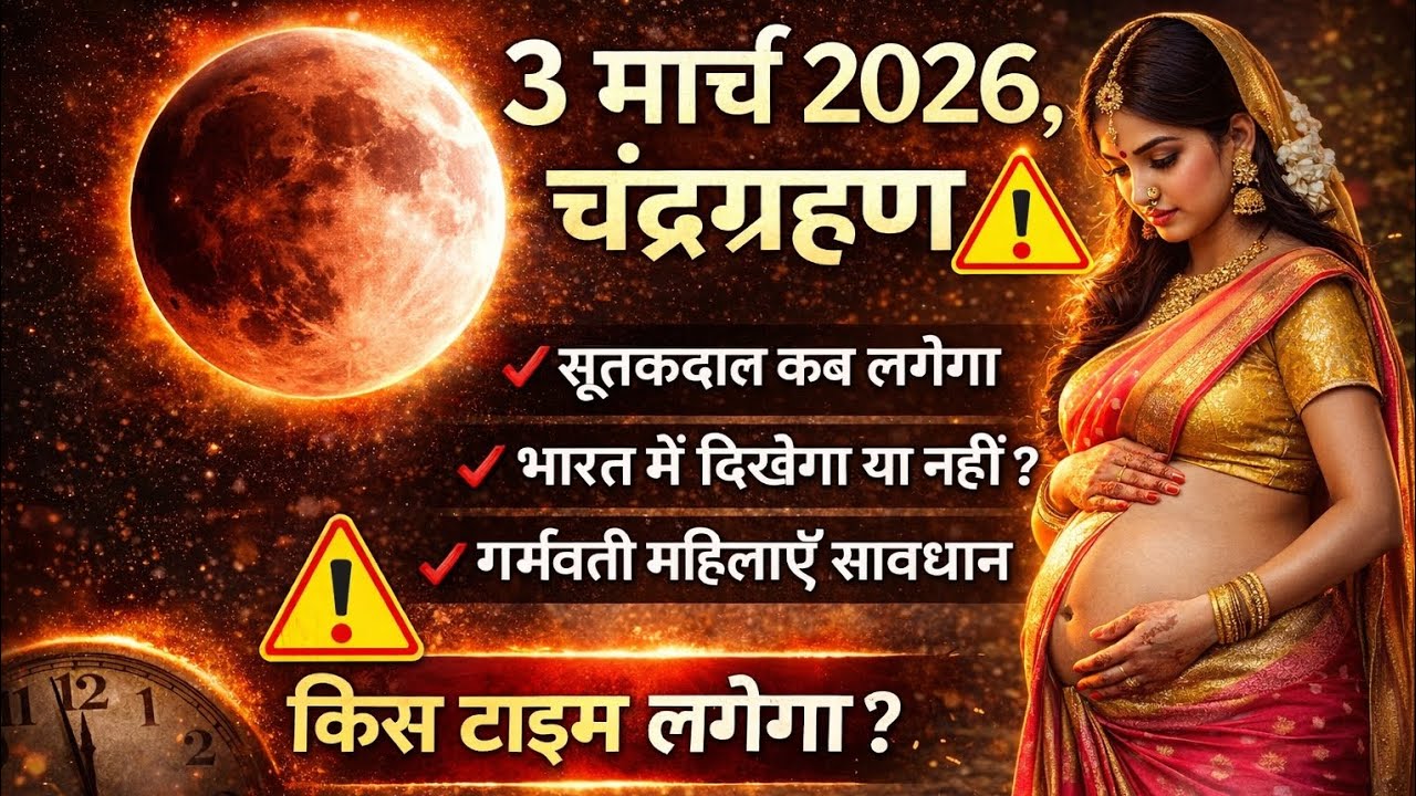 3 मार्च 2026 चंद्रग्रहण | सूतककाल कब लगेगा? | भारत में दिखेगा या नहीं | गर्भवती महिलाएं सावधान।