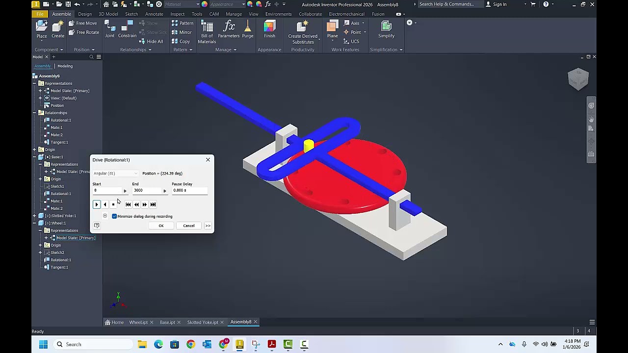 Animate & Turn In-Slotted Link Assembly