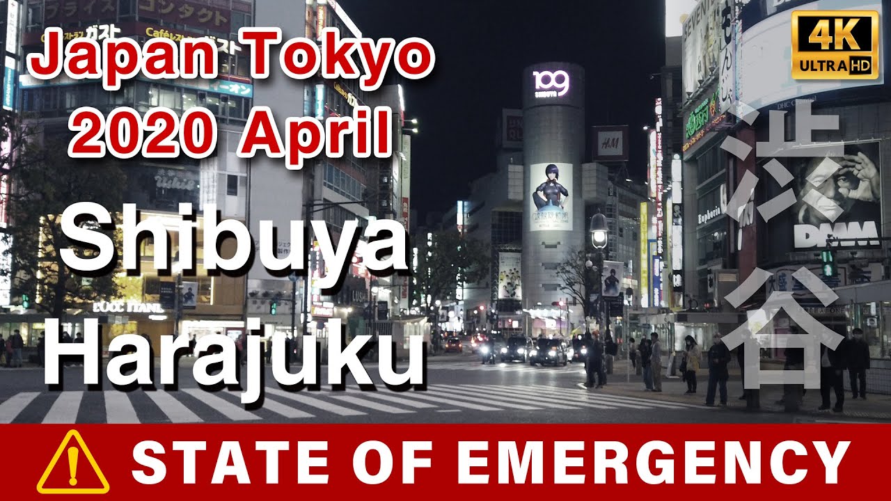 Japan Shibuya, Harajuku Tokyo in April 2020 Under Emergency Declaration at night